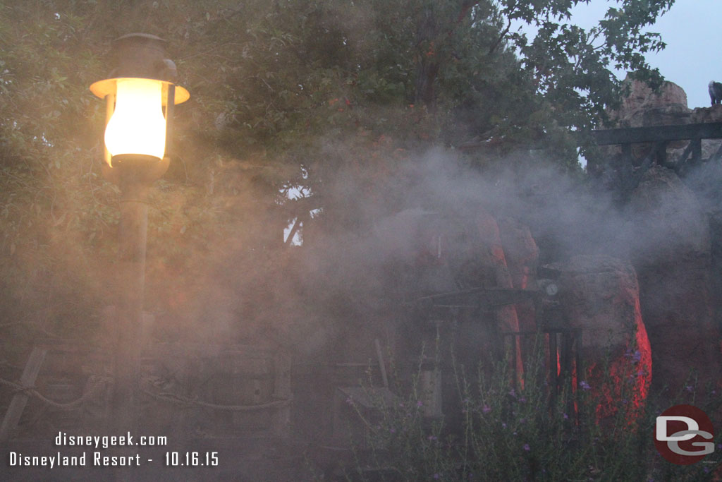 Taking the Big Thunder trail.  A lot of smoke near the mine shaft across from the BBQ.