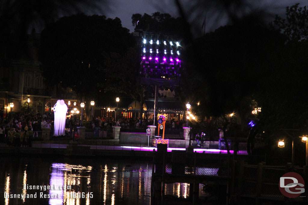 The Fantasmic lights are used for the Treat Trail along the Rivers of America.