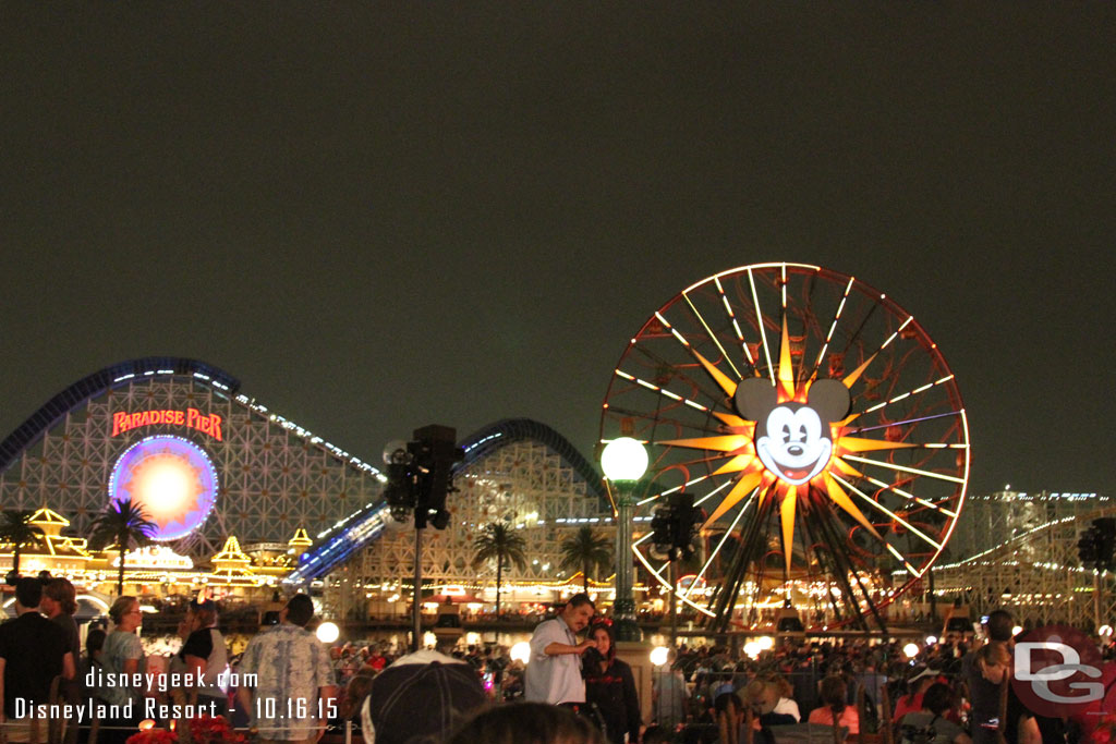 Found a spot in the Stand By area for World of Color Celebrate about 30 minutes before the show.