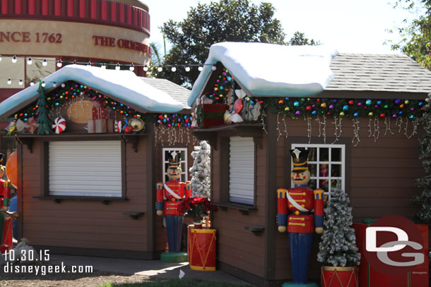 Most of the Winter Village is in place in Downtown Disney.