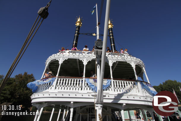 No one was up front so I found a spot along the rail at the very front of the boat. Tiana was up on the second deck taking pictures.