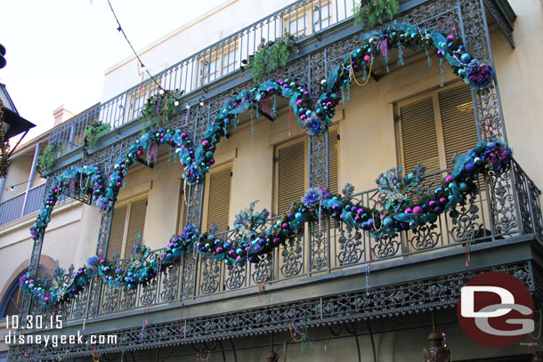 More Christmas decorations in New Orleans Square.