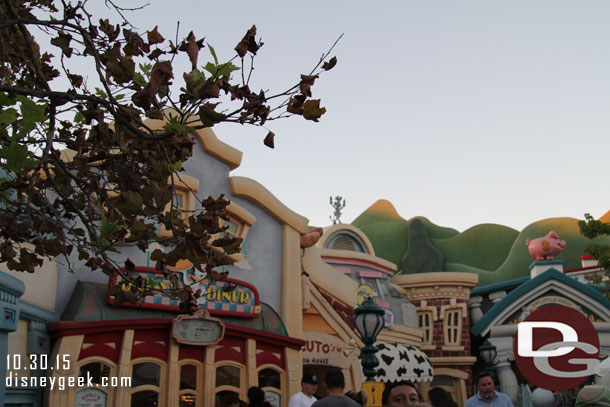 And no Christmas decorations up on the businesses that surround the center area.