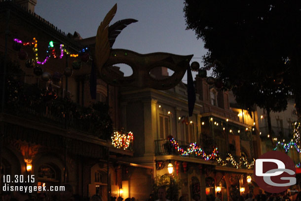 Some of the Christmas lights were on in New Orleans Square