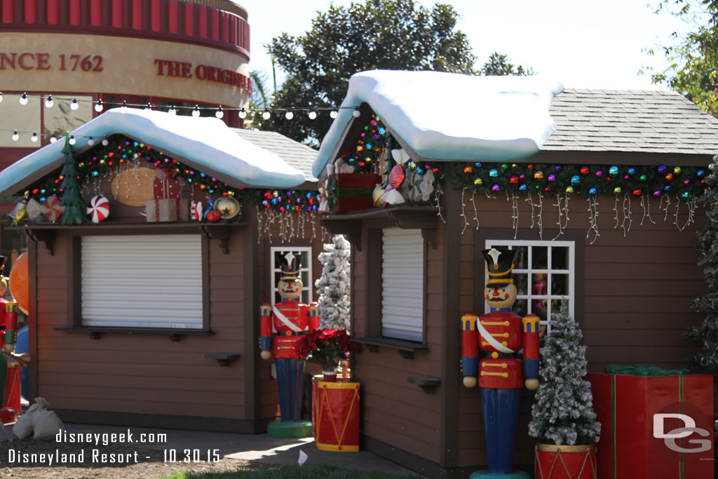 Most of the Winter Village is in place in Downtown Disney.