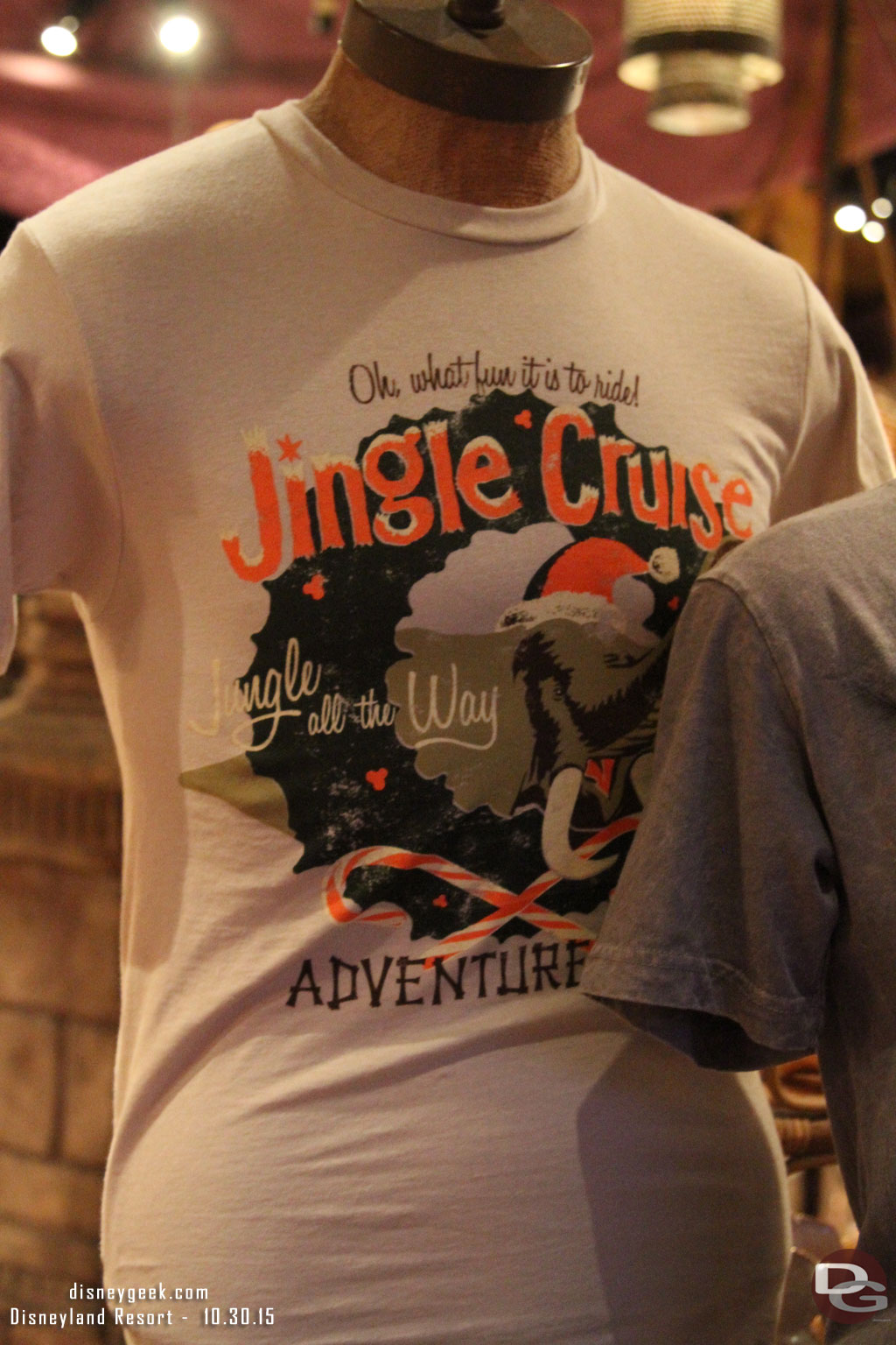 Jingle Cruise shirts are available in Adventureland. 