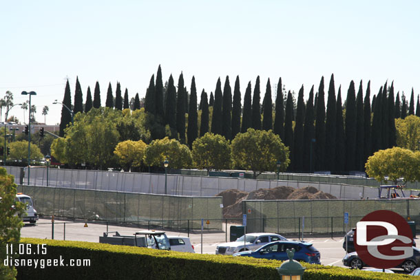 Not a lot of visible progress at the Pinocchio Parking Lot project by the tram parking area from this vantage point.