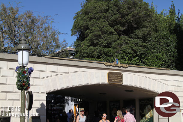 No banners as you head under the train tracks.