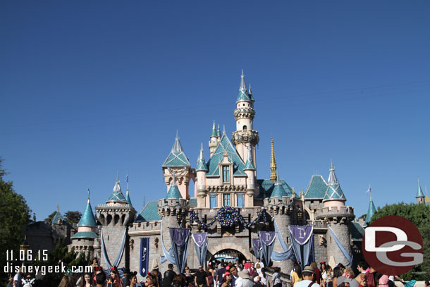 Sleeping Beauty Castle has some garland and wreath.  Will be interesting to see what happens this year for the holidays.  No snow or ice.