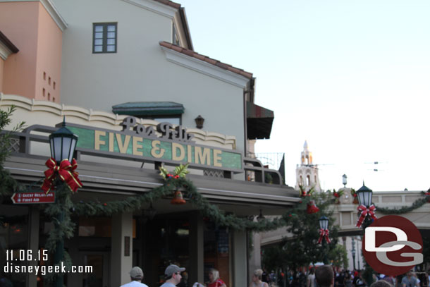 Buena Vista Street is decorated.