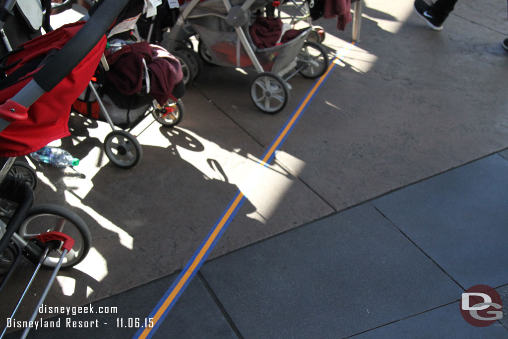 In Tomorrowland the tape for the stroller parking has a Star Tours feel to it this week.