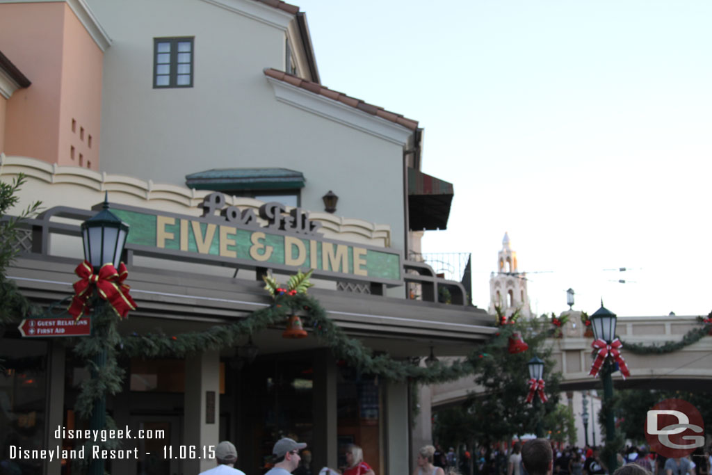 Buena Vista Street is decorated.