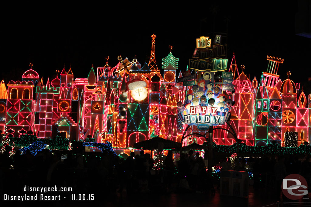 Small World Holiday was lit up this evening.