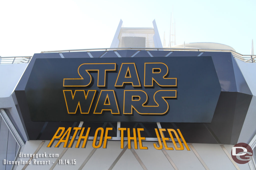 Path of the Jedi has taken over the Tomorrowland Theatre.  It was also open today.  I will double back to check it out later.