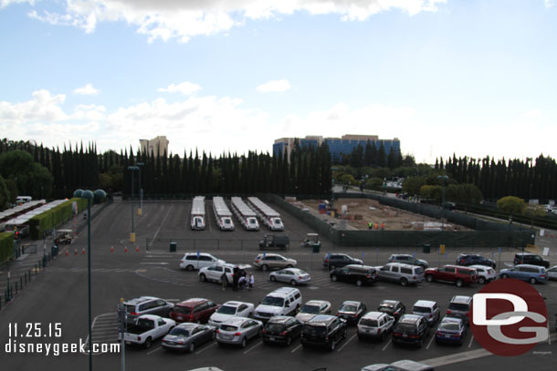 Work continues on the new facility in the tram parking area of the Pinocchio lot.