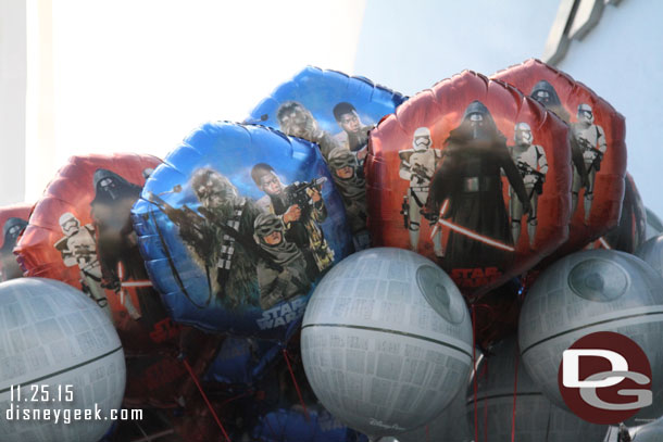 Star Wars: Season of the Force balloons featuring the Light and Dark sides.