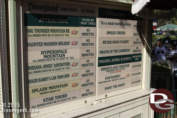 Disneyland wait times around 1:55pm