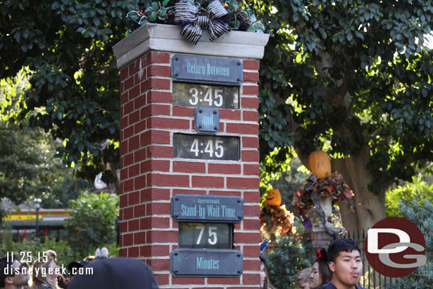 Haunted Mansion as of 2:35pm.  Actually 5 minutes faster if you use FastPass vs Standby.