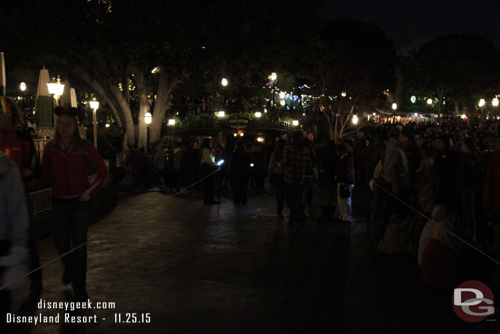 Plenty of room to walk through the Fantasmic crowds a couple minutes to show time.