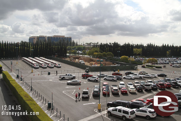 A check of the tram support facility being constructed in the Pinocchio Parking lot