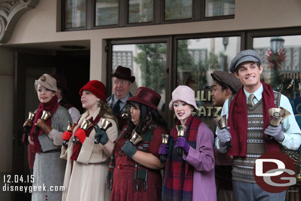 The Buena Vista Street Community Bell Ringers were performing as I entered.