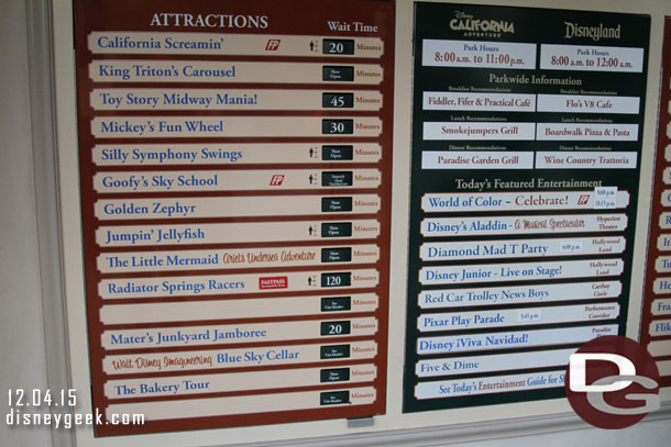 A check of some DCA waits at 1:30pm