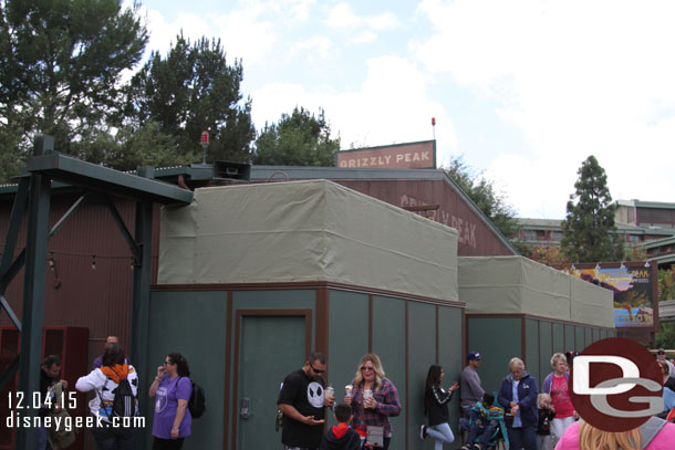 Some renovation work on the restroom building facade.  They are still open.