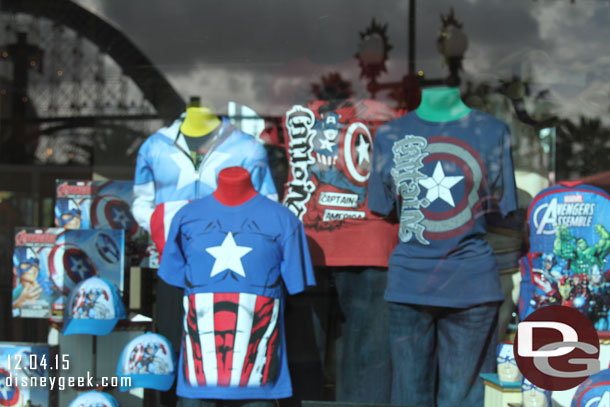 Avenger merchandise is front and center.