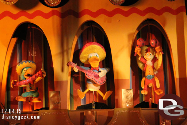 The Three Caballeros were making news at Epcot today as new figures were added to the Mexico attraction.  Here they are at Disneyland.