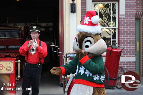 Chip and Dale were out with the Firehouse Band in Town Square.