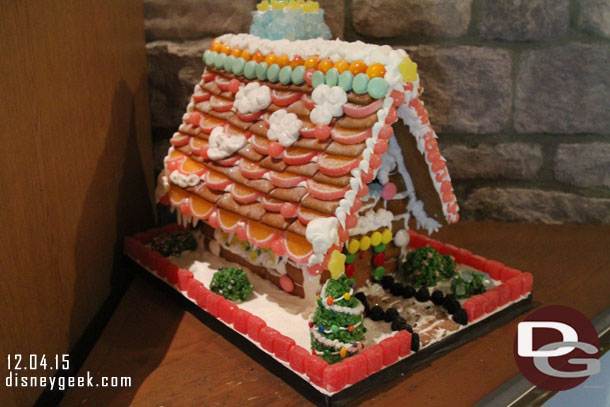 A small gingerbread house in White Water Snacks