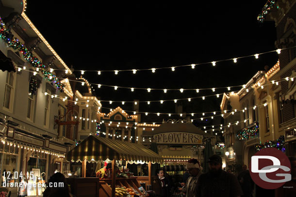 Back to Disneyland.  Lights over the Flower Market on Center Street.