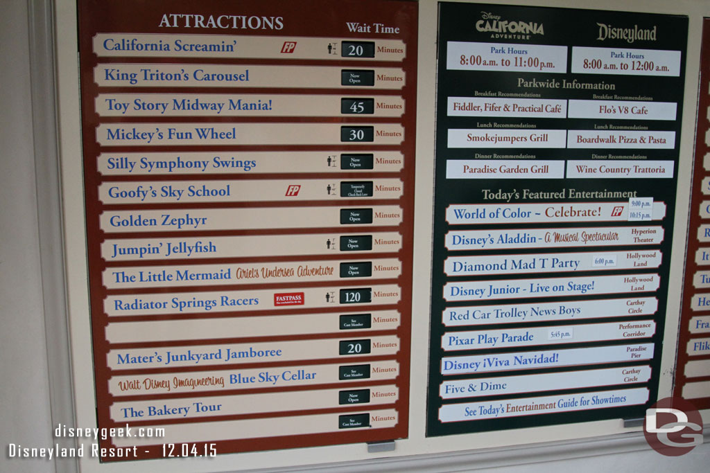 A check of some DCA waits at 1:30pm