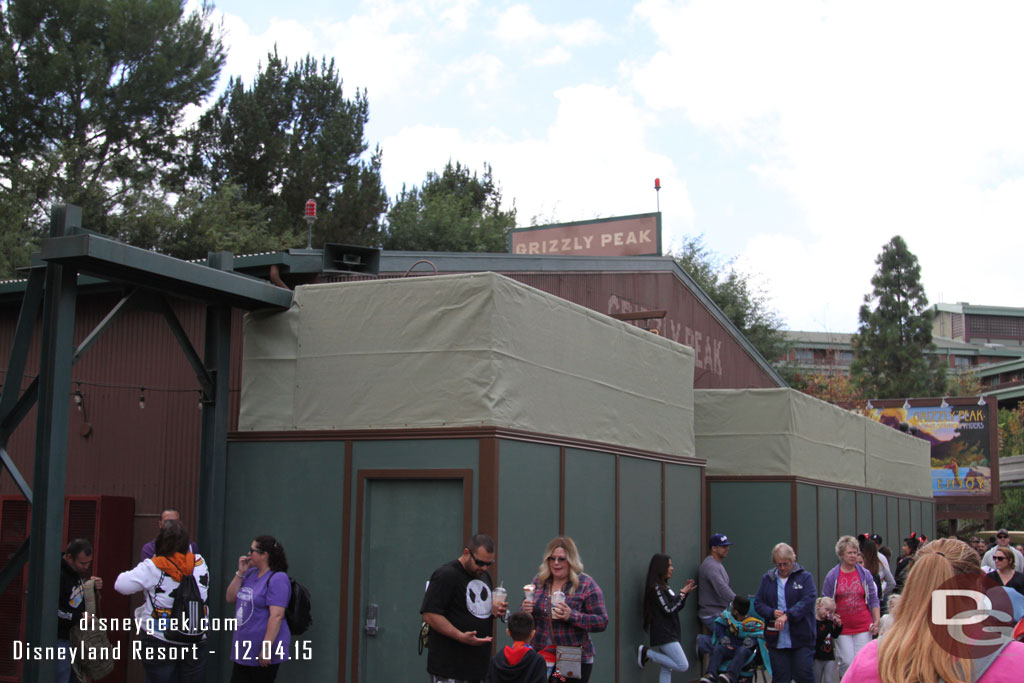 Some renovation work on the restroom building facade.  They are still open.