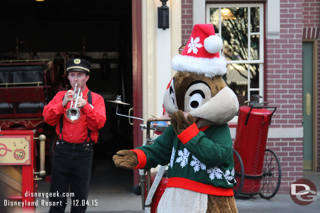 Chip and Dale were out with the Firehouse Band in Town Square.