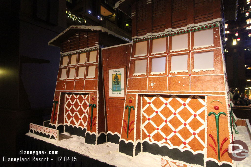 The gingerbread house in the Grand Californian Lobby is complete.