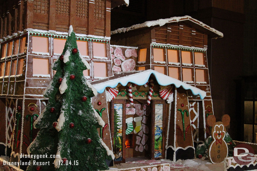 A closer look at the front of the gingerbread house