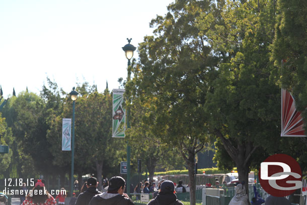 New banners line the stop, matching the Esplanade and Downtown Disney.