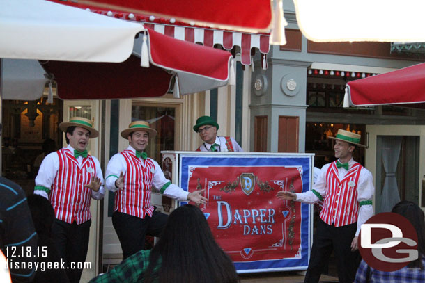 I heard the Dapper Dans so turned to Coke Corner and listened to their set.