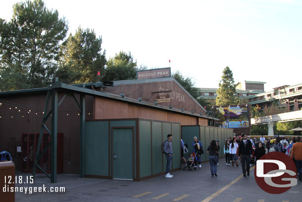 Work continues on the restroom facade.