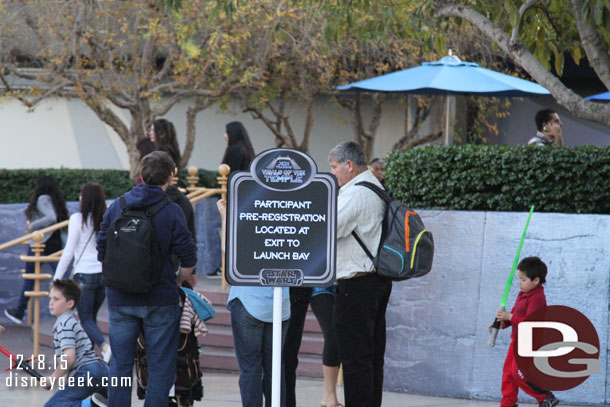 The new Jedi Training: Trials of the Temple started since my last trip.  They do selection/pre-registration by the launch bay exit.