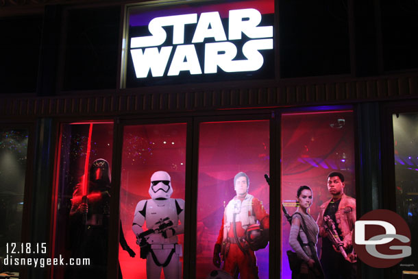 The D-Street window features Star Wars: The Force Awakens