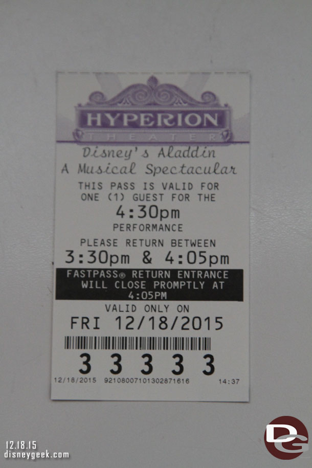 What the ticket looks like.