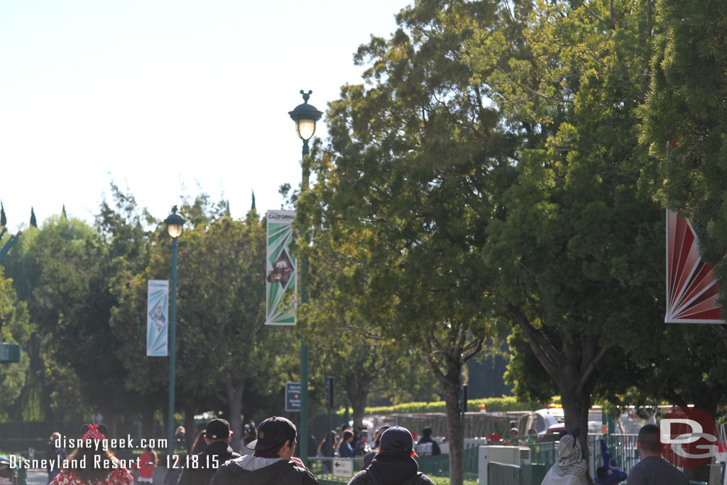 New banners line the stop, matching the Esplanade and Downtown Disney.