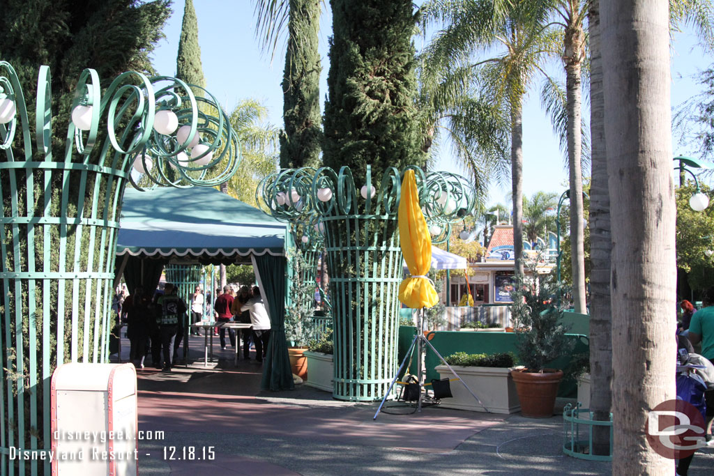 No line at security today.  But they really do need to look toward a permanent solution.  There is a random looking assortment of barriers, tents, and lights.