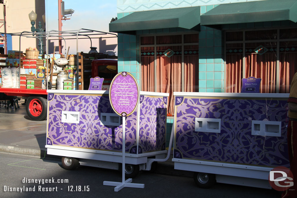 For the final weeks of Aladdin they are offering FastPass using these mobile units to distribute them.