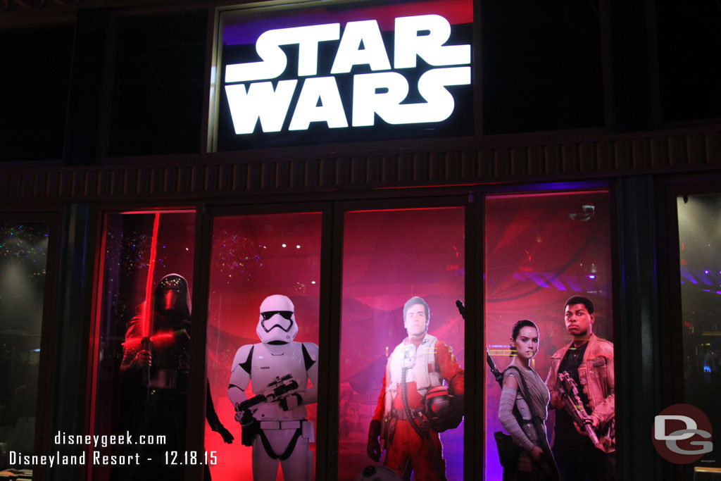 The D-Street window features Star Wars: The Force Awakens