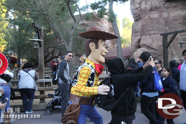 Woody jumping into a selfie.