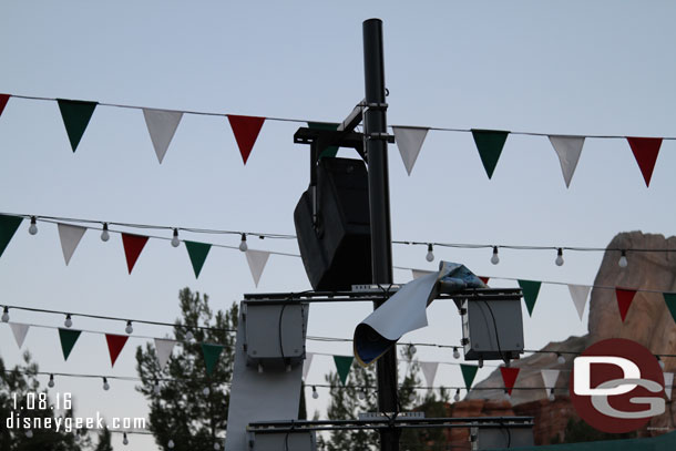 Some equipment/sensors on the light post with banners (I think these are relatively new)