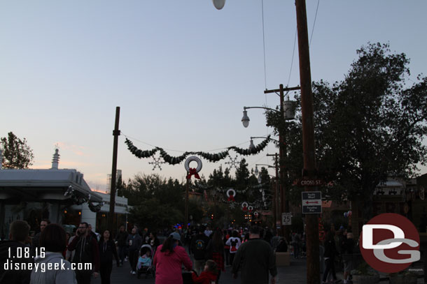 Most of the Christmas decorations were still up in Cars Land.